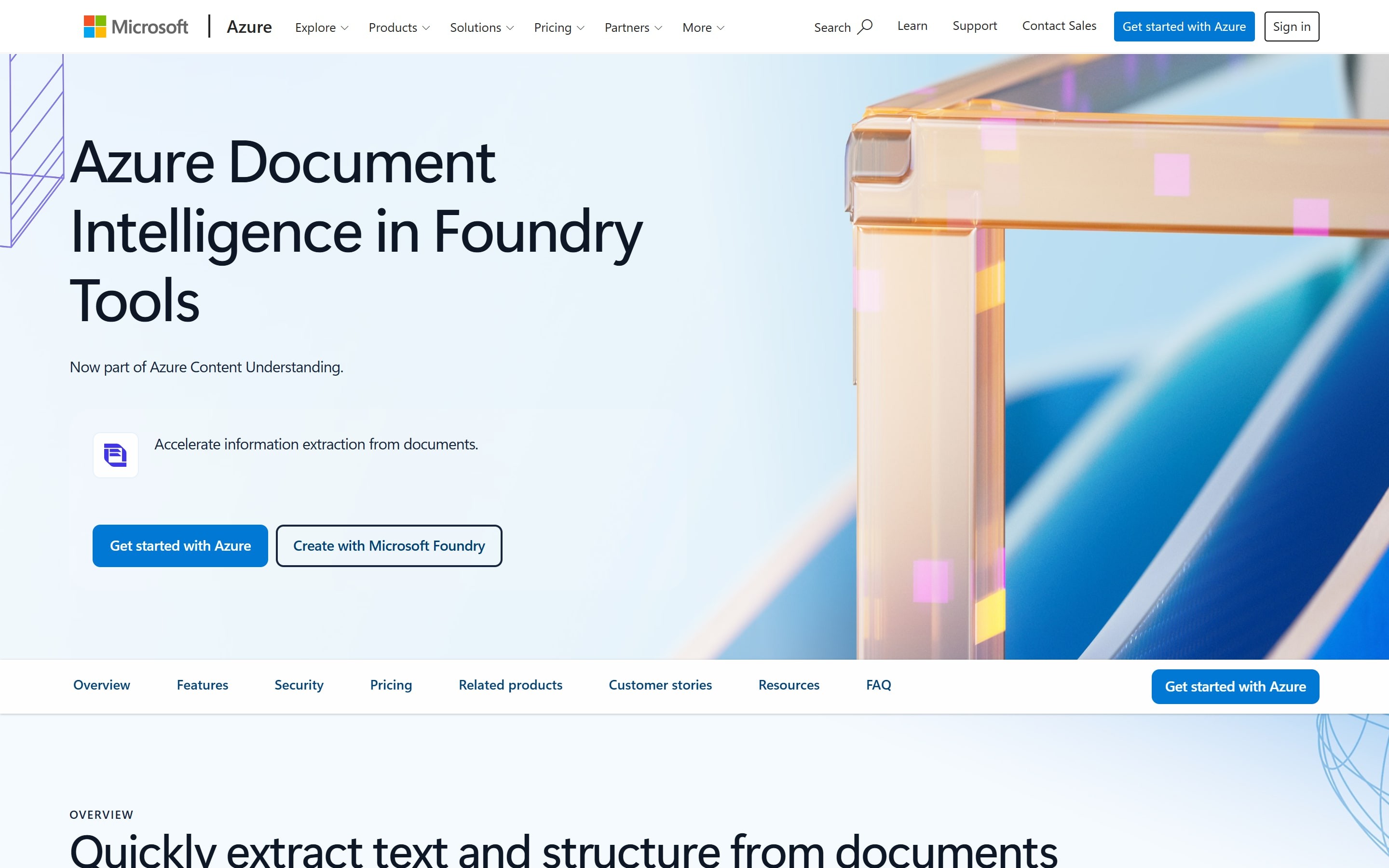 Azure Document Intelligence web page