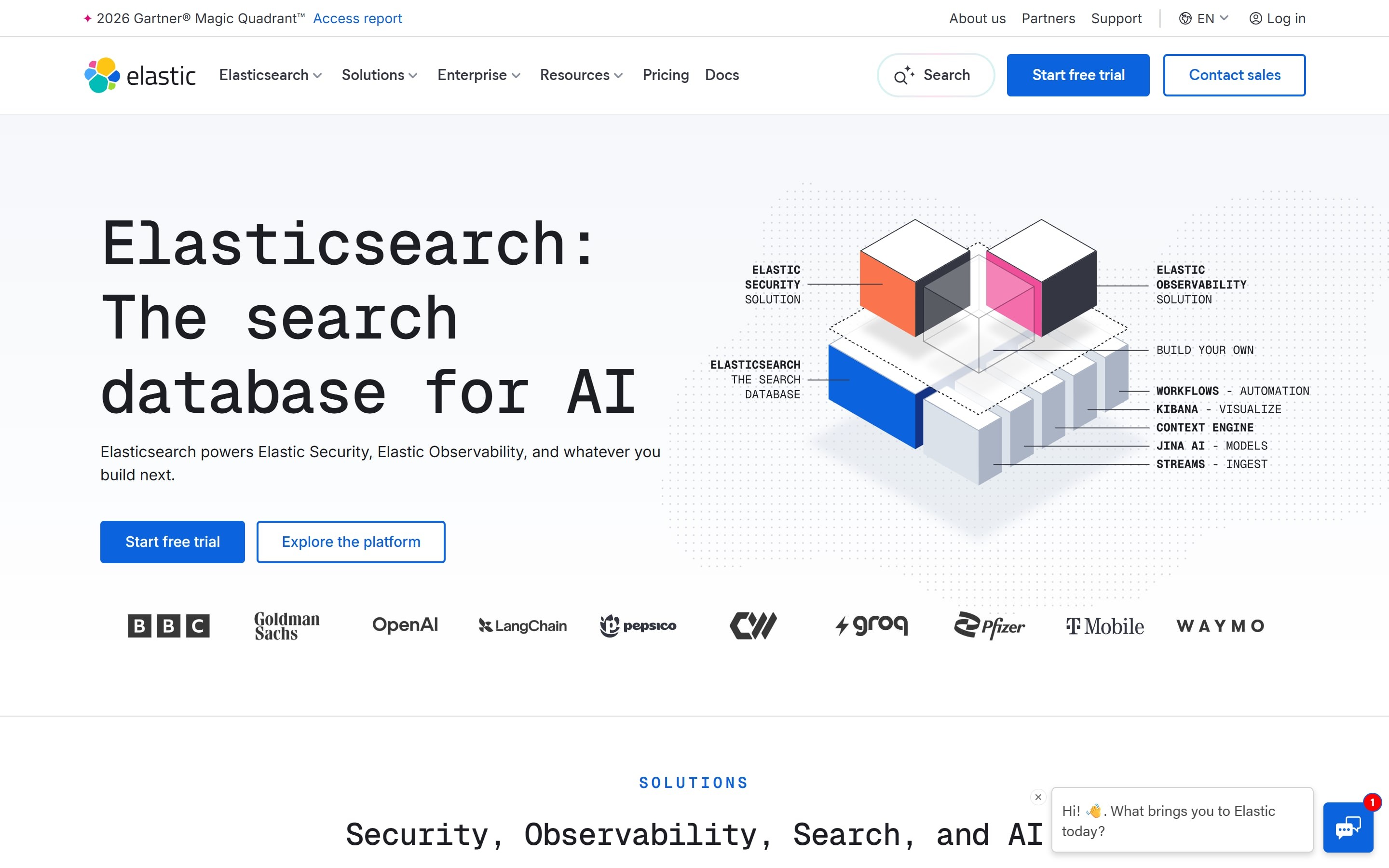 Elastic website home page