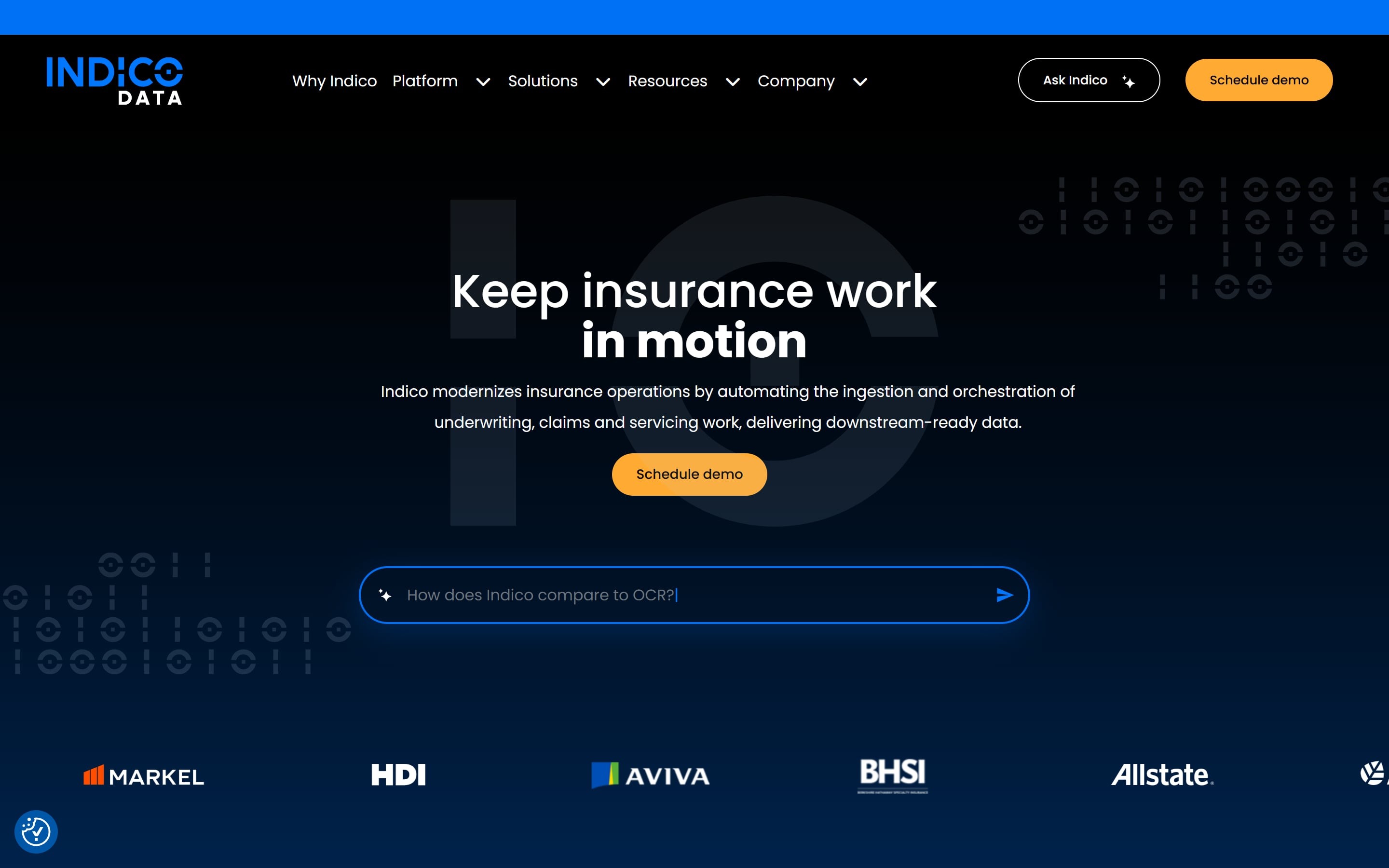 Indico Data website home page