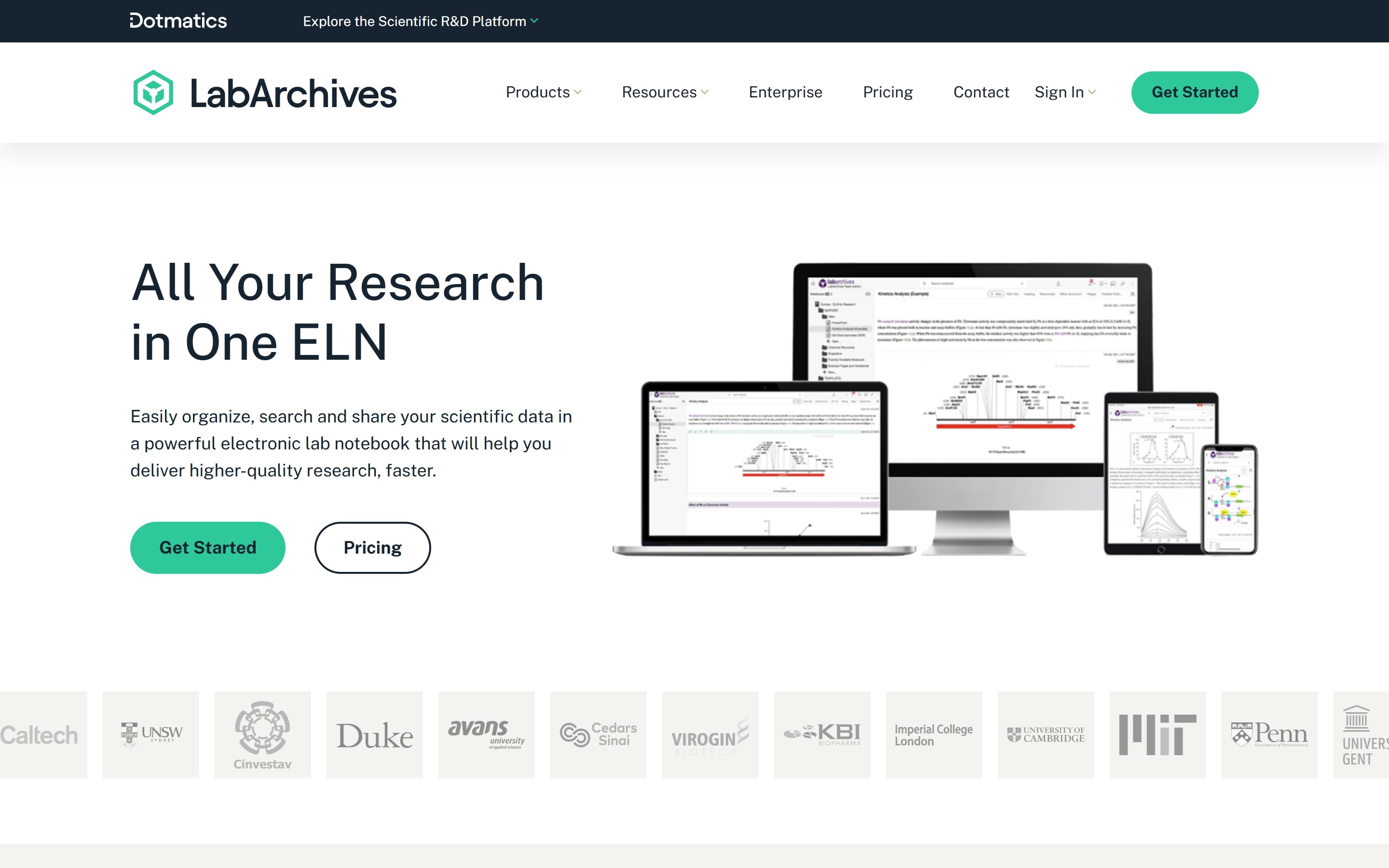 LabArchives website home page