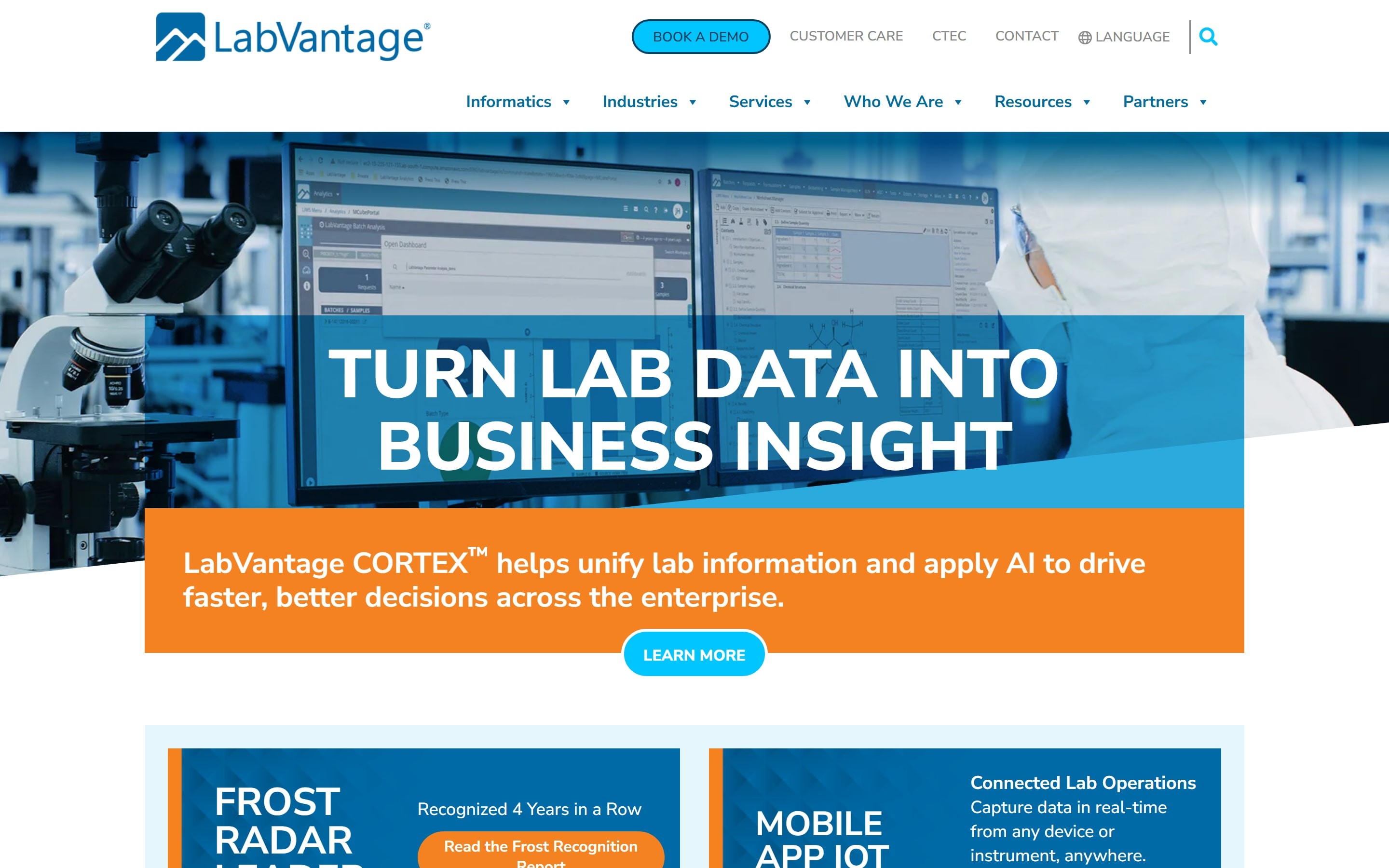 LabVantage website home page