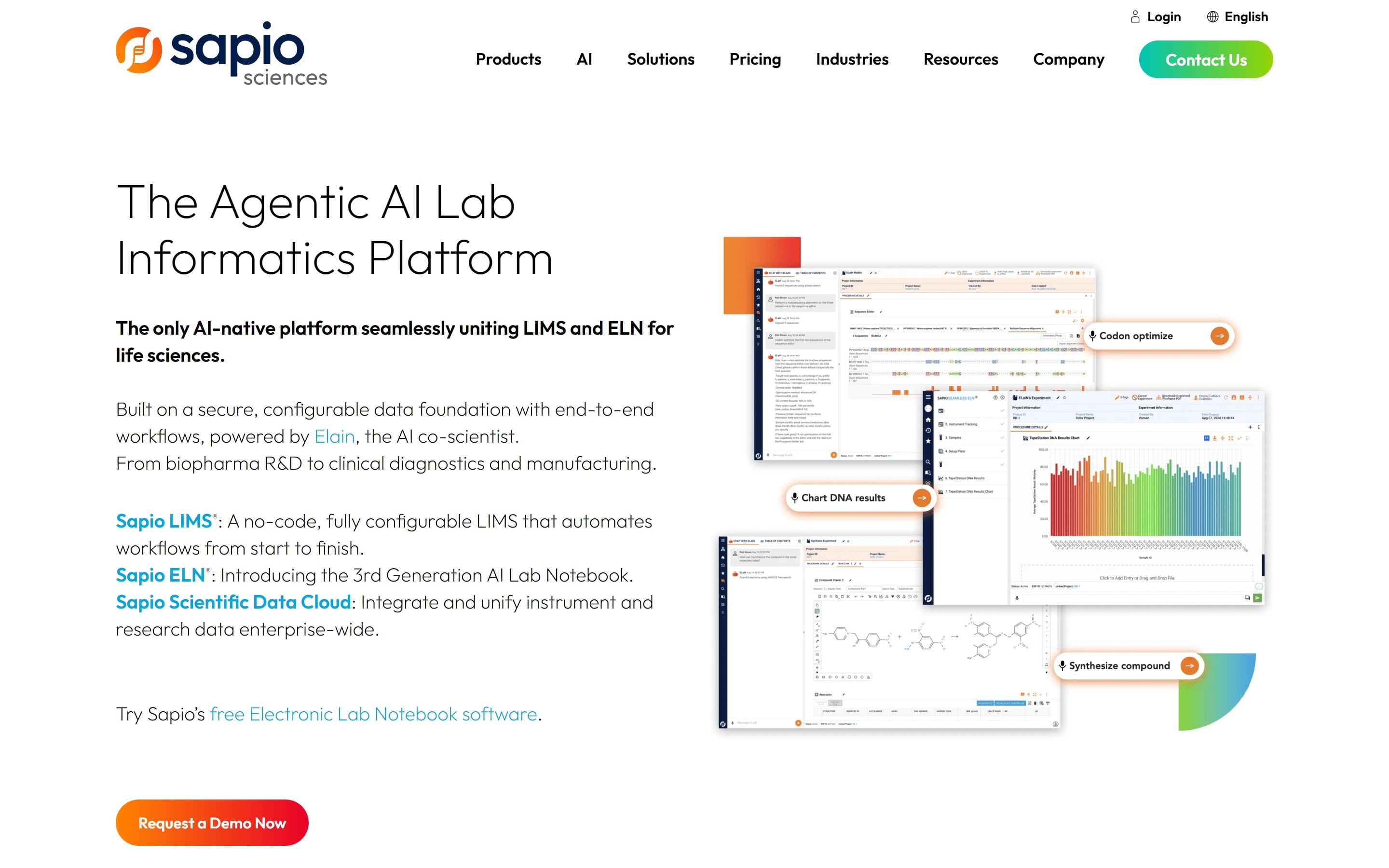 Sapio Sciences website home page