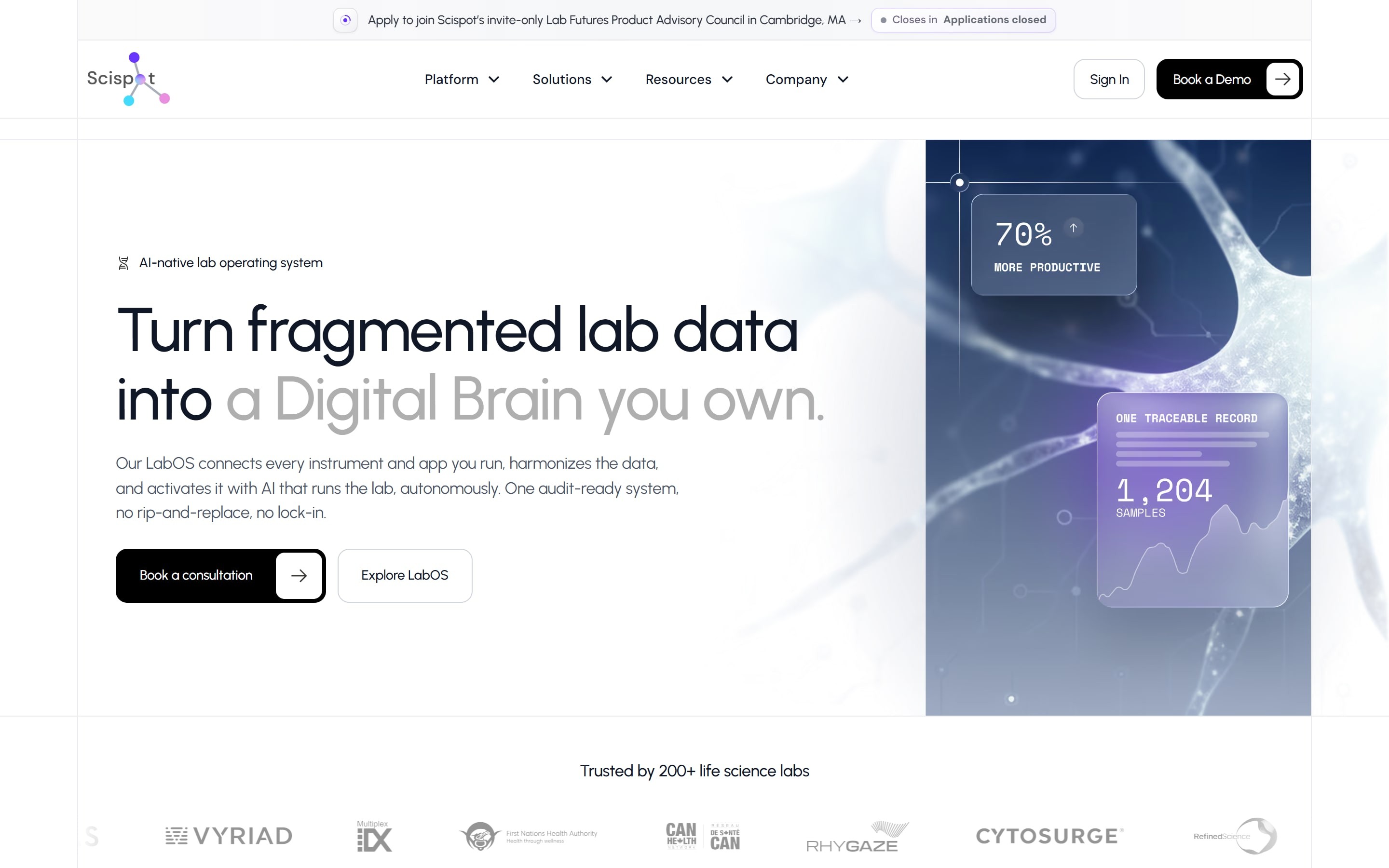 Scispot website home page