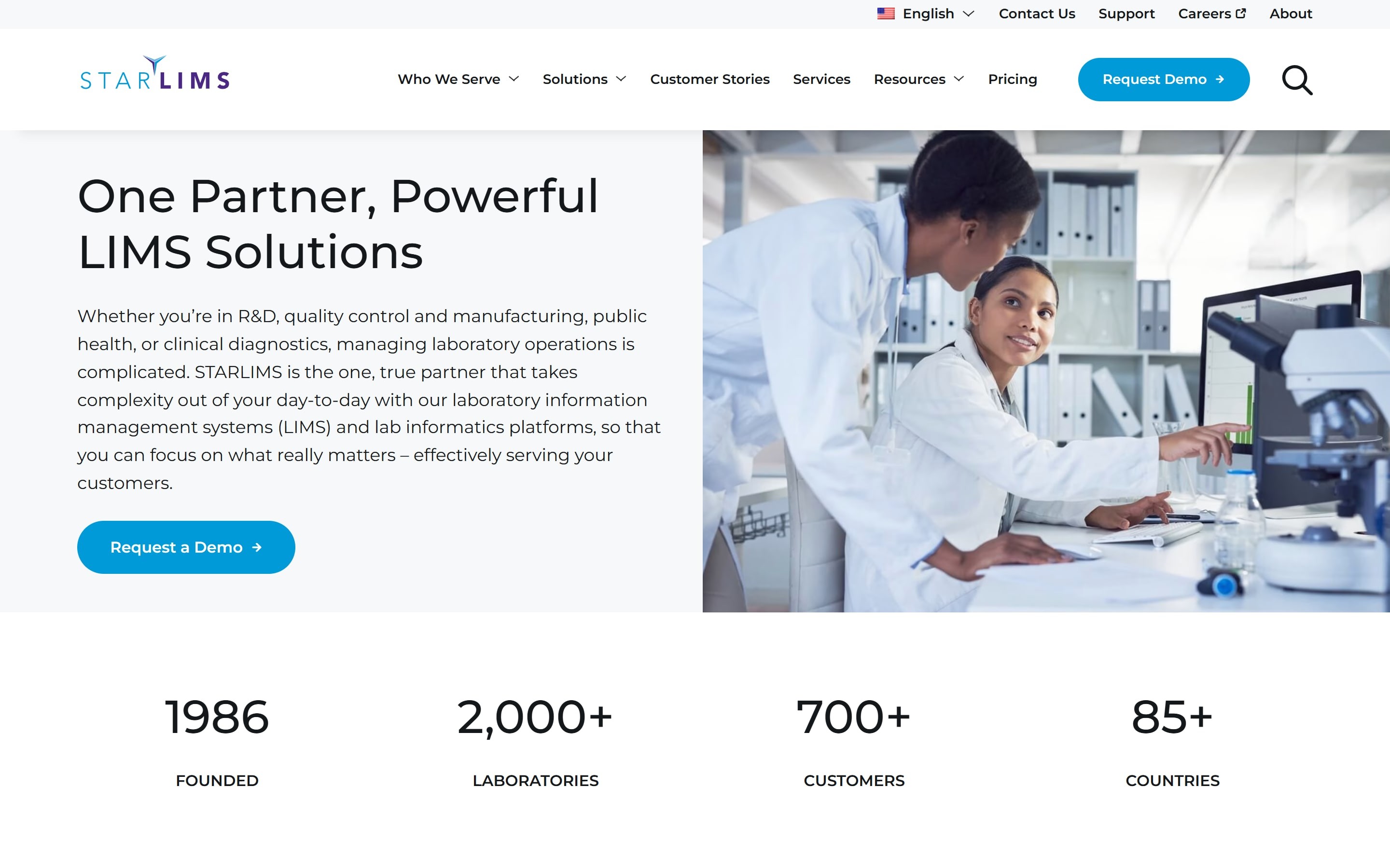 STARLIMS website home page