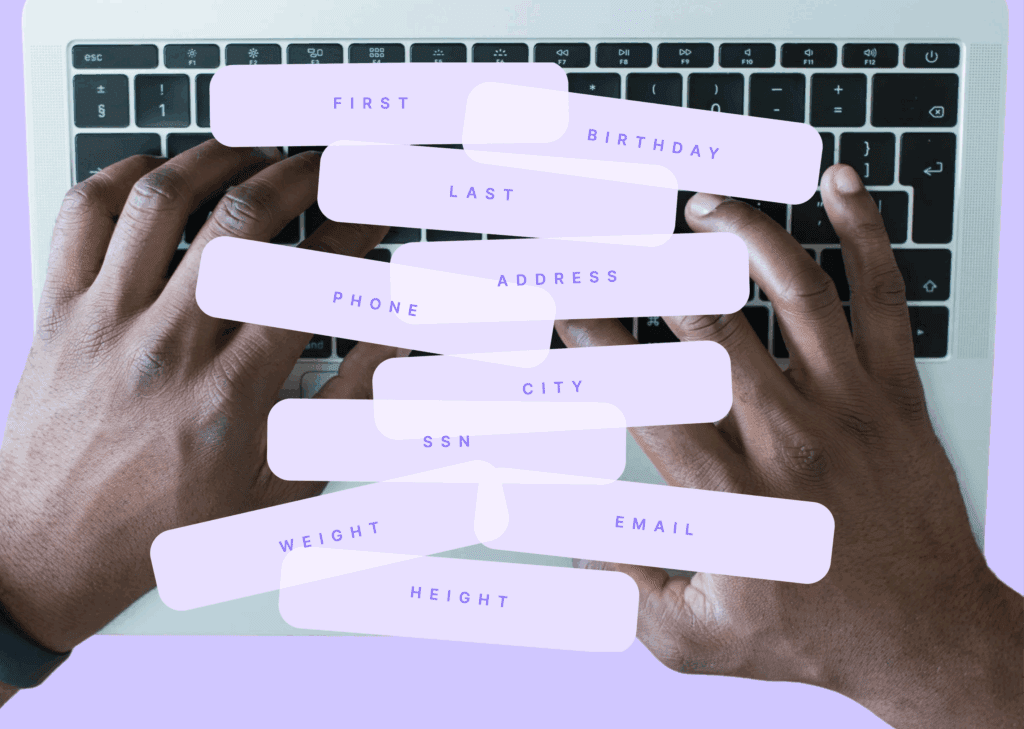 A visualization showing unstructured data fields.