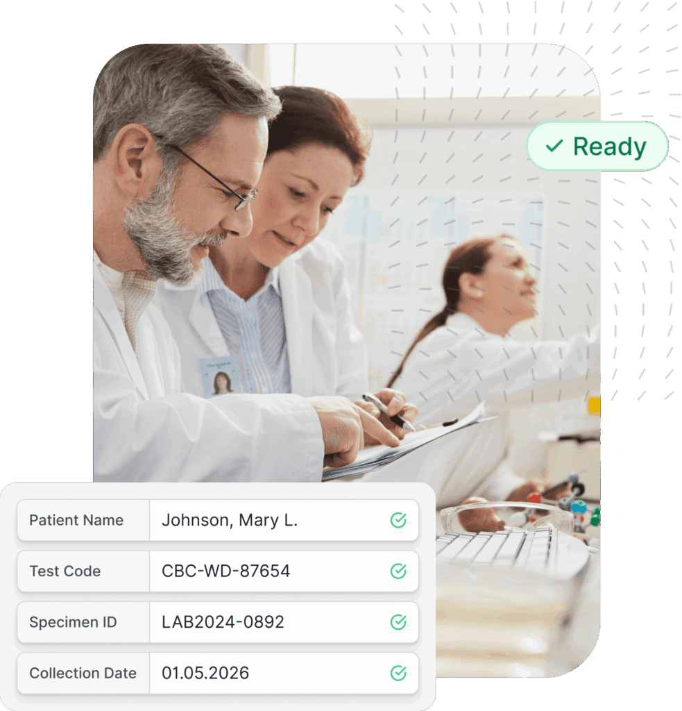 Scientists reviewing documents and data.