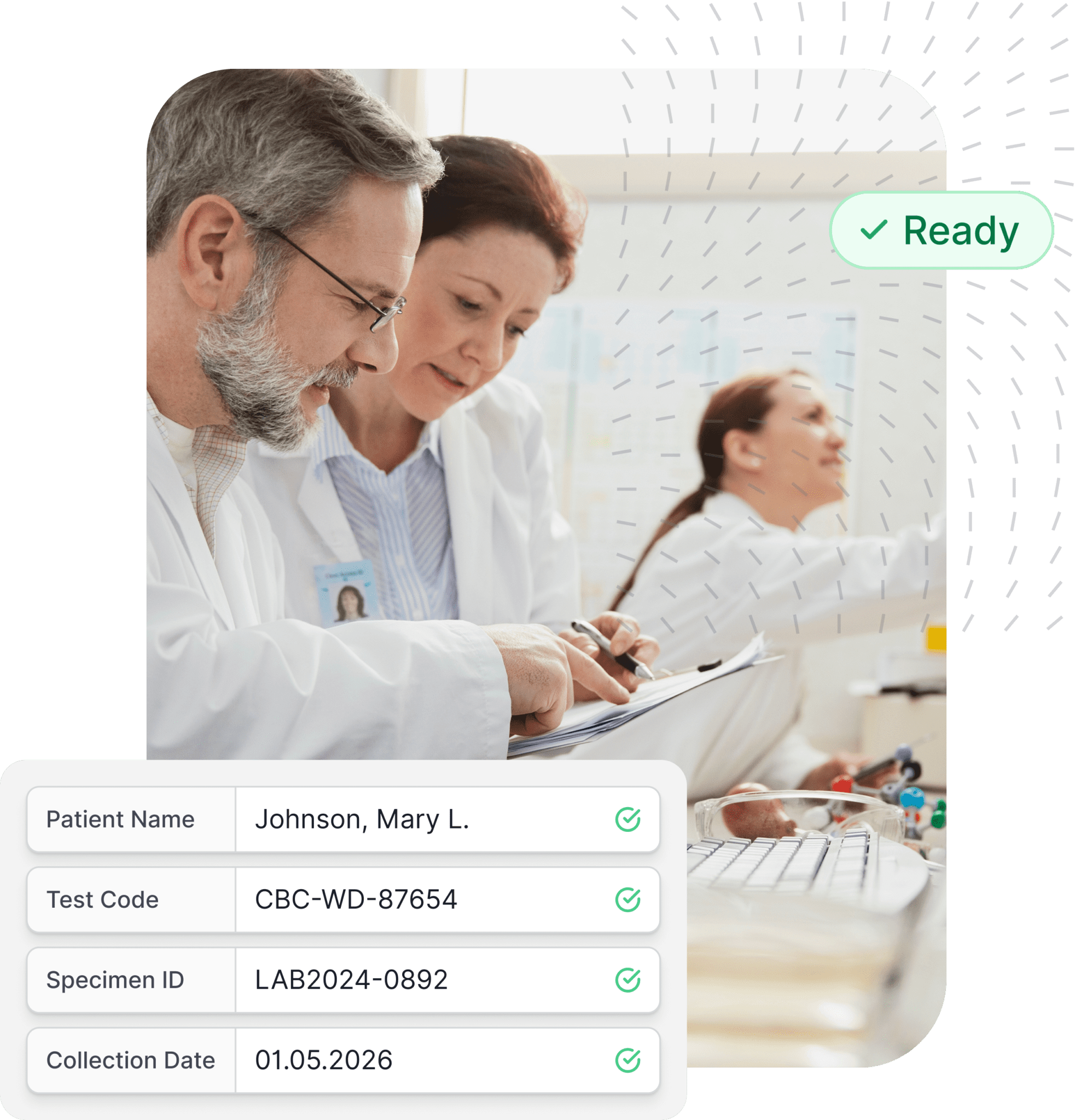 Scientists reviewing documents and data.