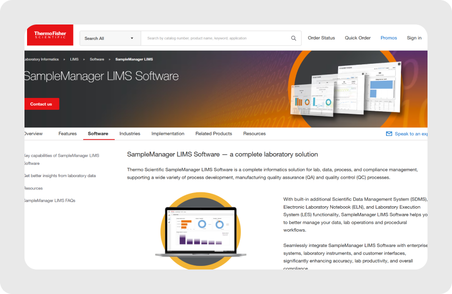 SampleManager home page